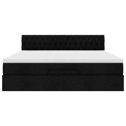 Cadre de lit ottoman avec matelas noir 180x200 cm tissu