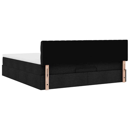 Cadre de lit ottoman avec matelas noir 180x200 cm tissu