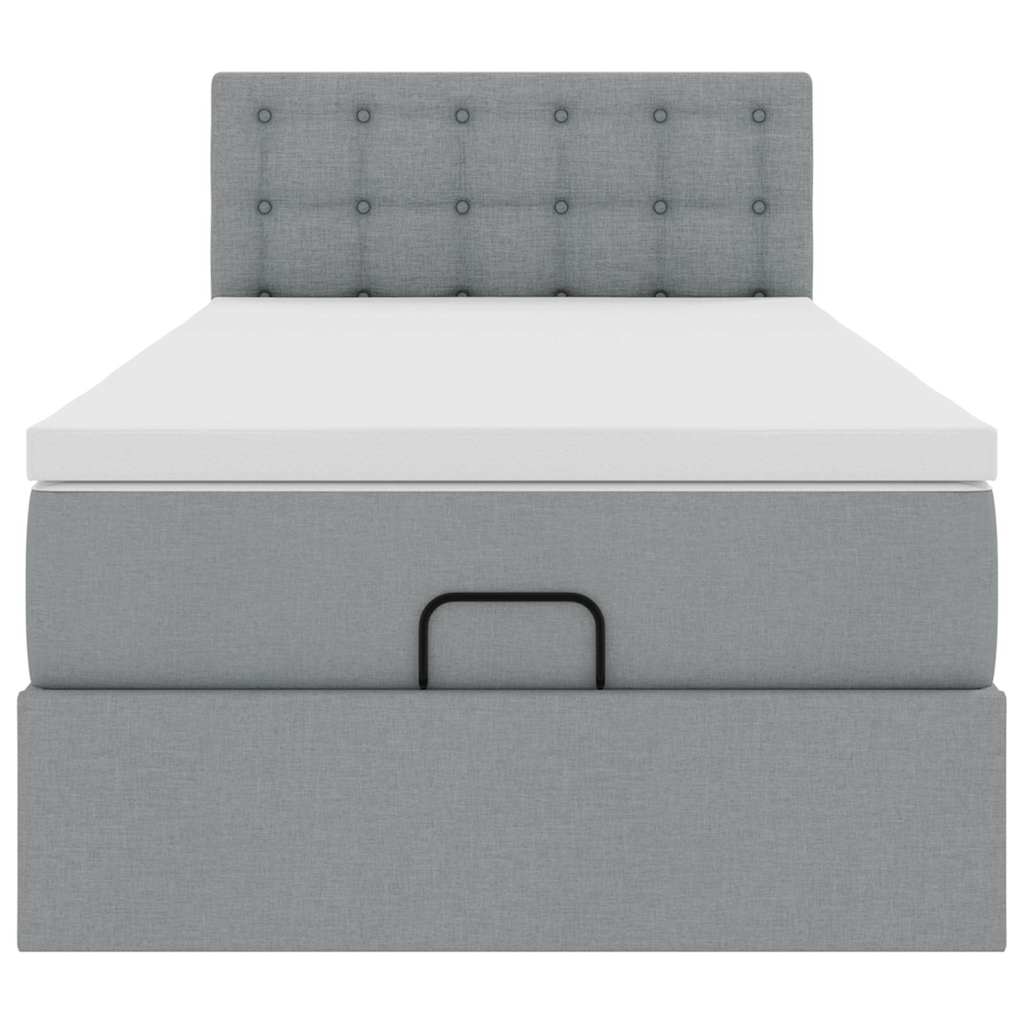 Lit ottoman avec matelas gris clair 90x200 cm tissu