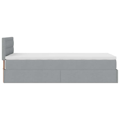 Lit ottoman avec matelas gris clair 90x200 cm tissu