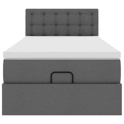 Lit ottoman avec matelas gris foncé 90x200 cm tissu