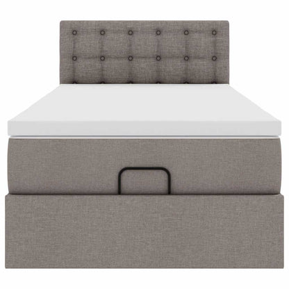 Lit ottoman avec matelas taupe 90x200 cm tissu