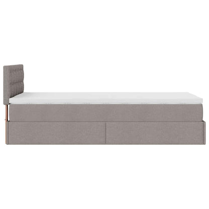 Lit ottoman avec matelas taupe 90x200 cm tissu