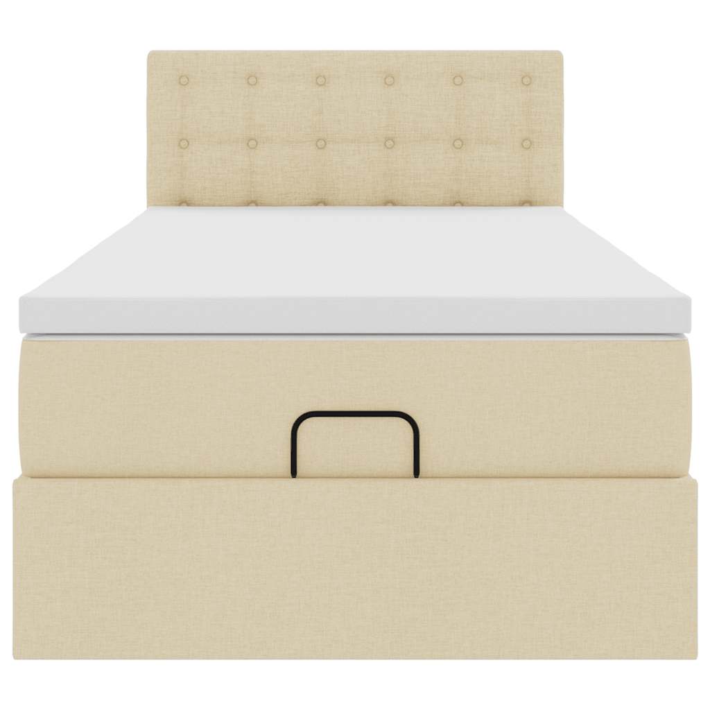 Lit ottoman avec matelas crème 90x200 cm tissu