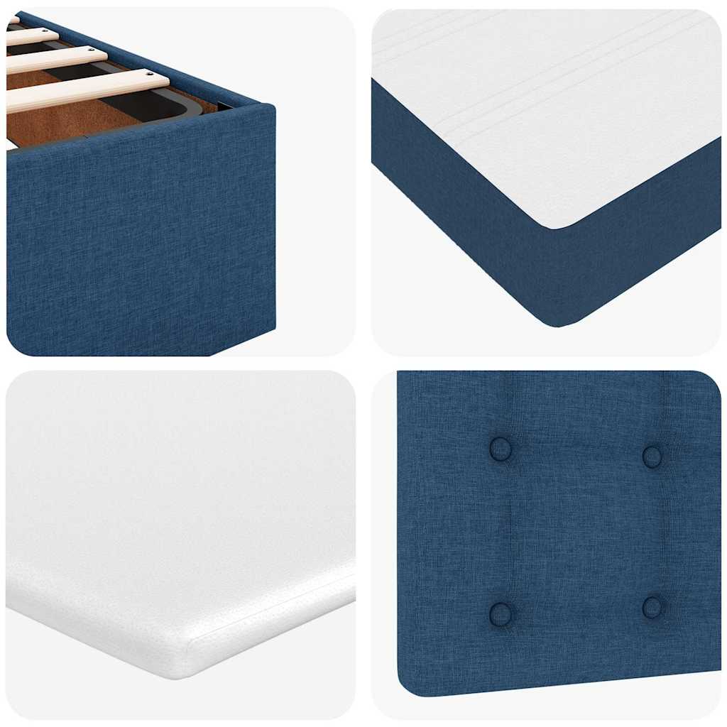 Lit ottoman avec matelas bleu 90x200 cm tissu