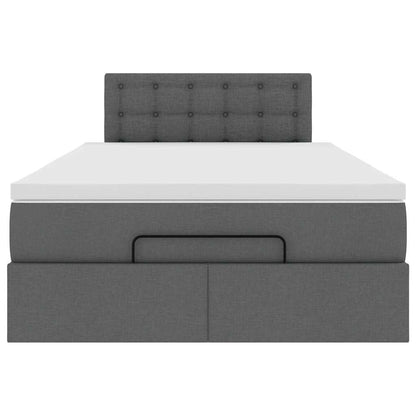 Lit ottoman avec matelas gris foncé 120x190 cm tissu