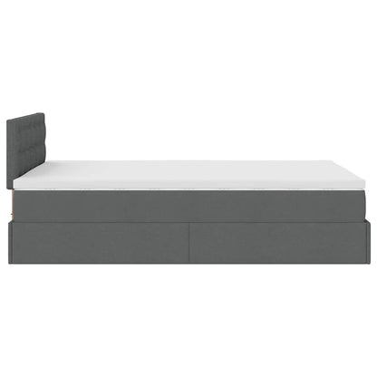 Lit ottoman avec matelas gris foncé 120x190 cm tissu