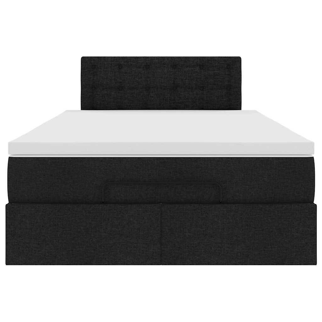 Lit ottoman avec matelas noir 120x190 cm tissu