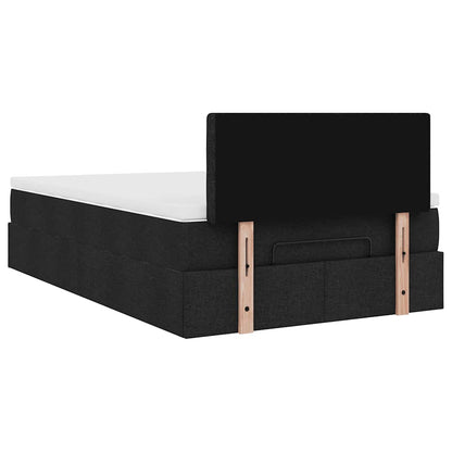 Lit ottoman avec matelas noir 120x190 cm tissu