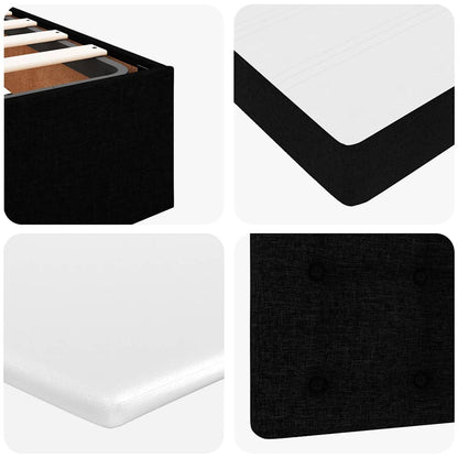 Lit ottoman avec matelas noir 120x190 cm tissu