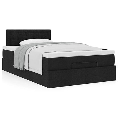 Lit ottoman avec matelas noir 120x190 cm tissu