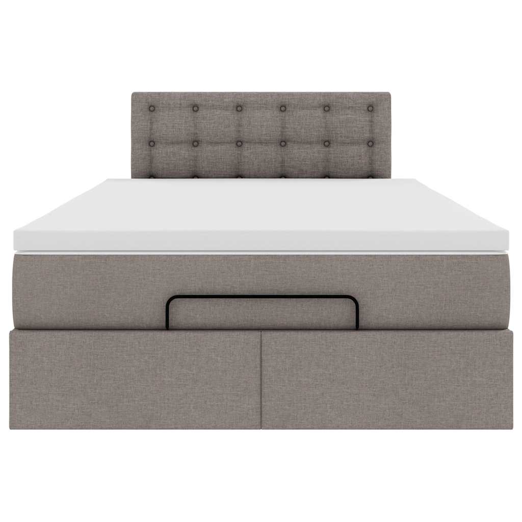 Cadre de lit ottoman avec matelas taupe 120x190 cm tissu