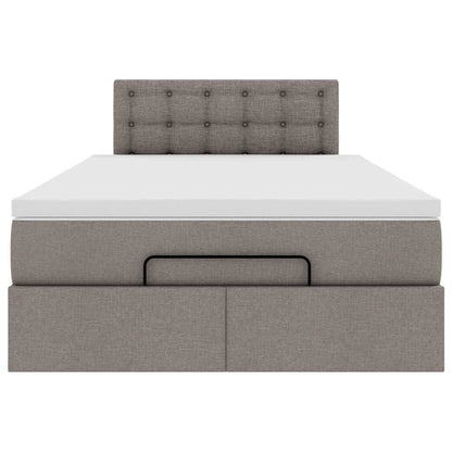 Cadre de lit ottoman avec matelas taupe 120x190 cm tissu