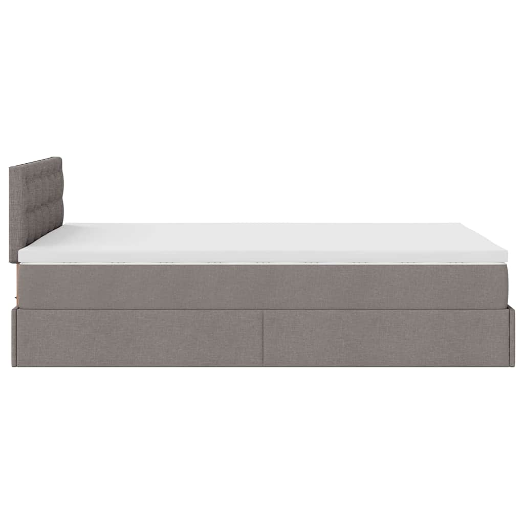 Cadre de lit ottoman avec matelas taupe 120x190 cm tissu