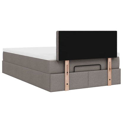 Cadre de lit ottoman avec matelas taupe 120x190 cm tissu