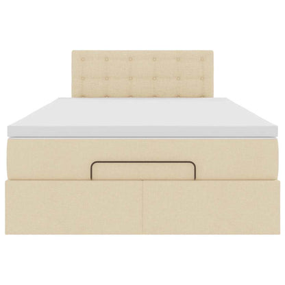 Cadre de lit ottoman avec matelas crème 120x190 cm tissu