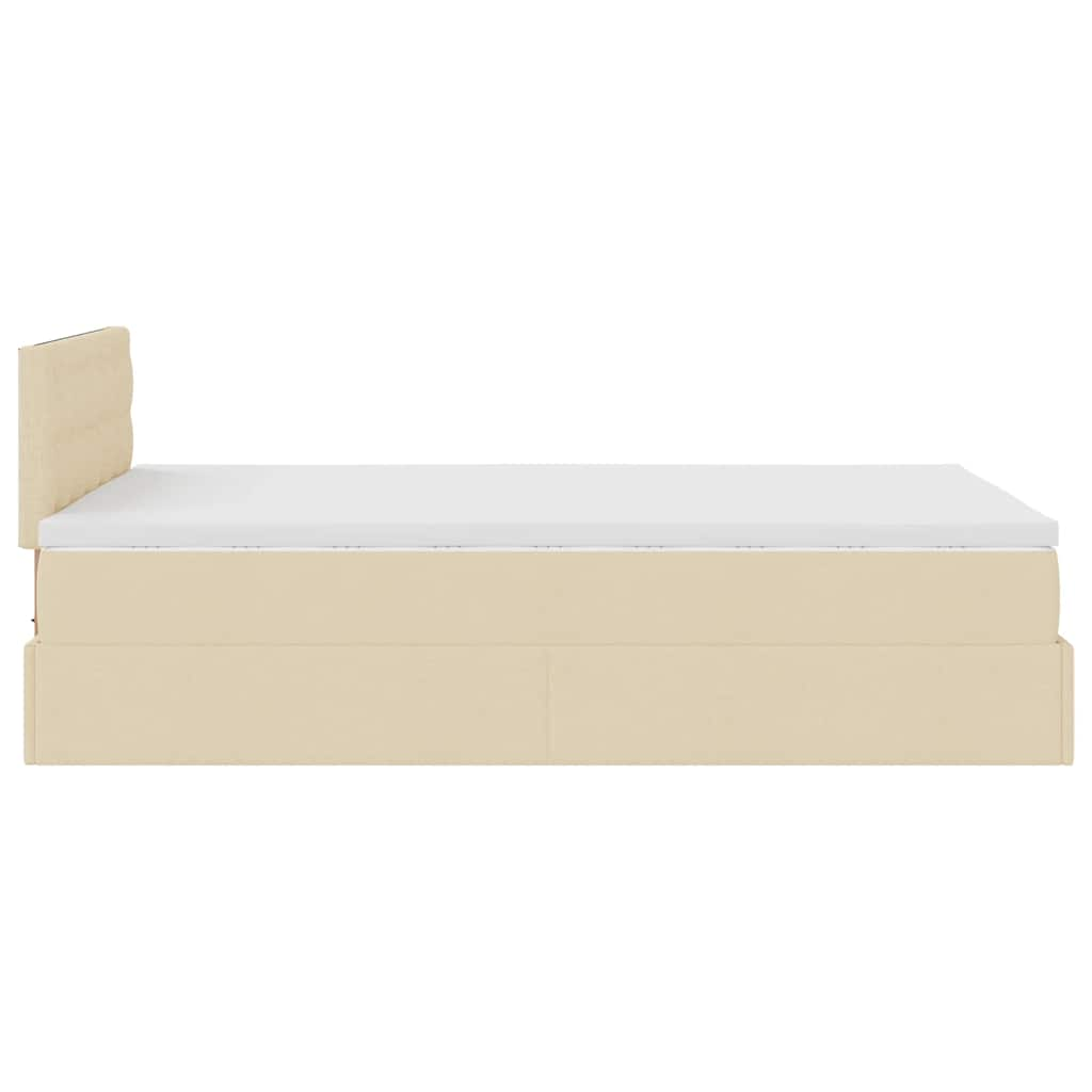 Cadre de lit ottoman avec matelas crème 120x190 cm tissu