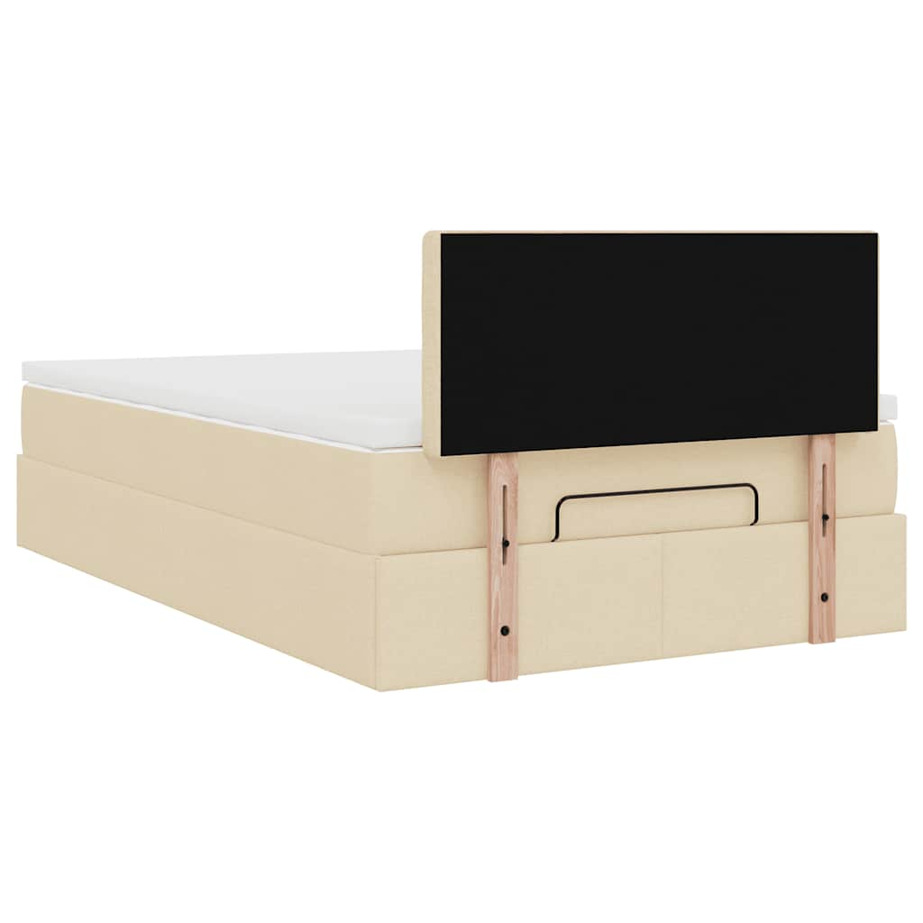 Cadre de lit ottoman avec matelas crème 120x190 cm tissu