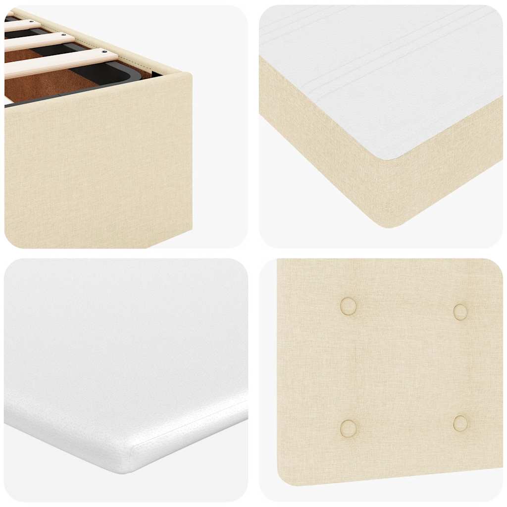 Cadre de lit ottoman avec matelas crème 120x190 cm tissu