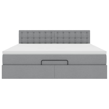 Cadre de lit ottoman et matelas gris clair 180x200 cm tissu