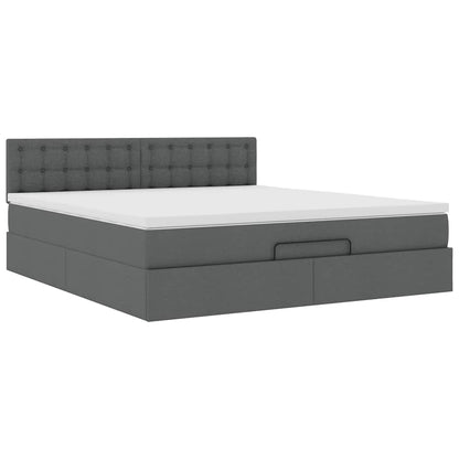 Cadre de lit ottoman avec matelas gris foncé 180x200 cm tissu