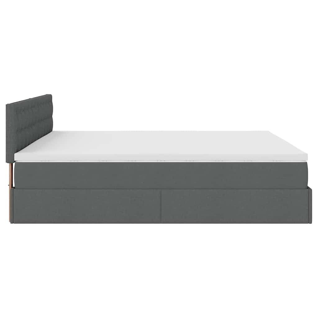 Cadre de lit ottoman avec matelas gris foncé 180x200 cm tissu