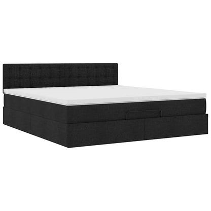 Cadre de lit ottoman avec matelas noir 180x200 cm tissu