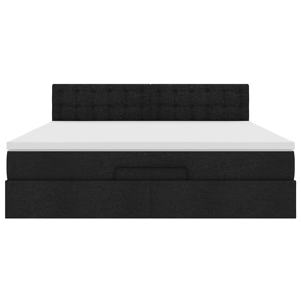 Cadre de lit ottoman avec matelas noir 180x200 cm tissu