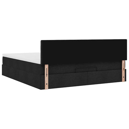 Cadre de lit ottoman avec matelas noir 180x200 cm tissu