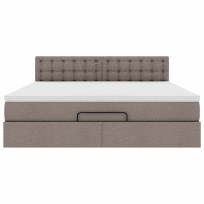 Cadre de lit ottoman avec matelas taupe 180x200 cm tissu