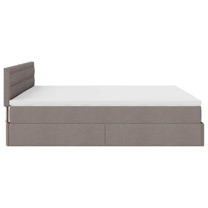 Cadre de lit ottoman avec matelas taupe 180x200 cm tissu