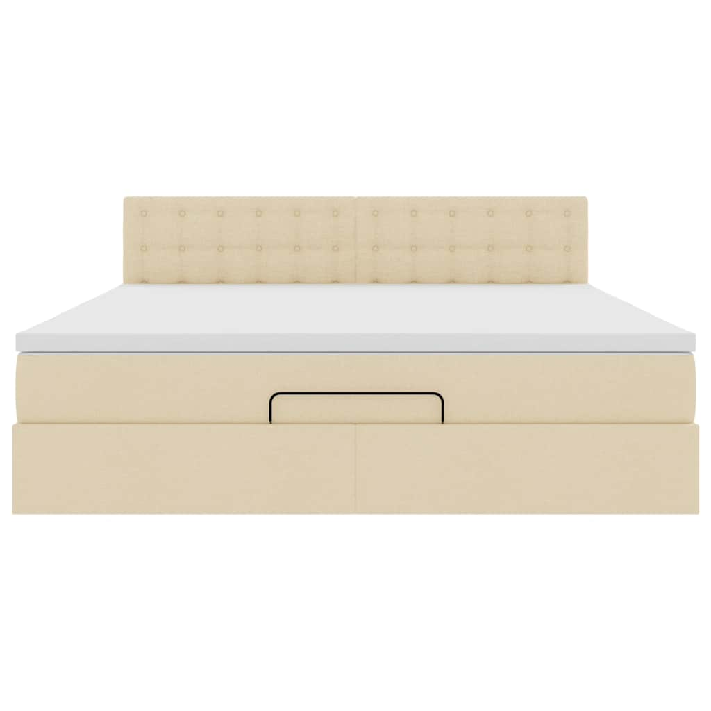 Cadre de lit ottoman avec matelas crème 180x200 cm tissu