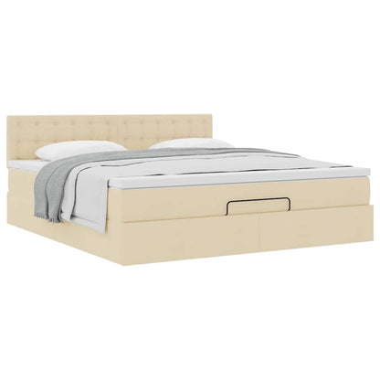 Cadre de lit ottoman avec matelas crème 180x200 cm tissu