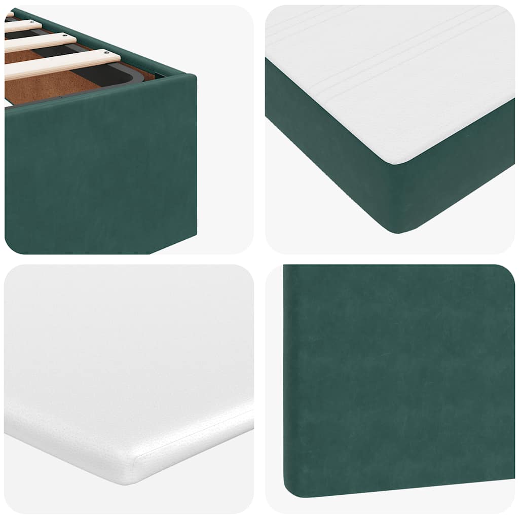 Cadre de lit ottoman avec matelas vert foncé 90x200 cm velours