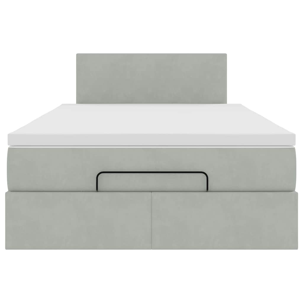 Lit ottoman avec matelas gris clair 120x190 cm velours