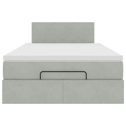 Lit ottoman avec matelas gris clair 120x190 cm velours