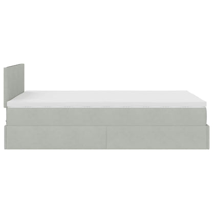 Lit ottoman avec matelas gris clair 120x190 cm velours