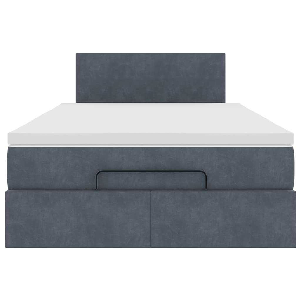 Lit ottoman avec matelas gris foncé 120x190 cm velours