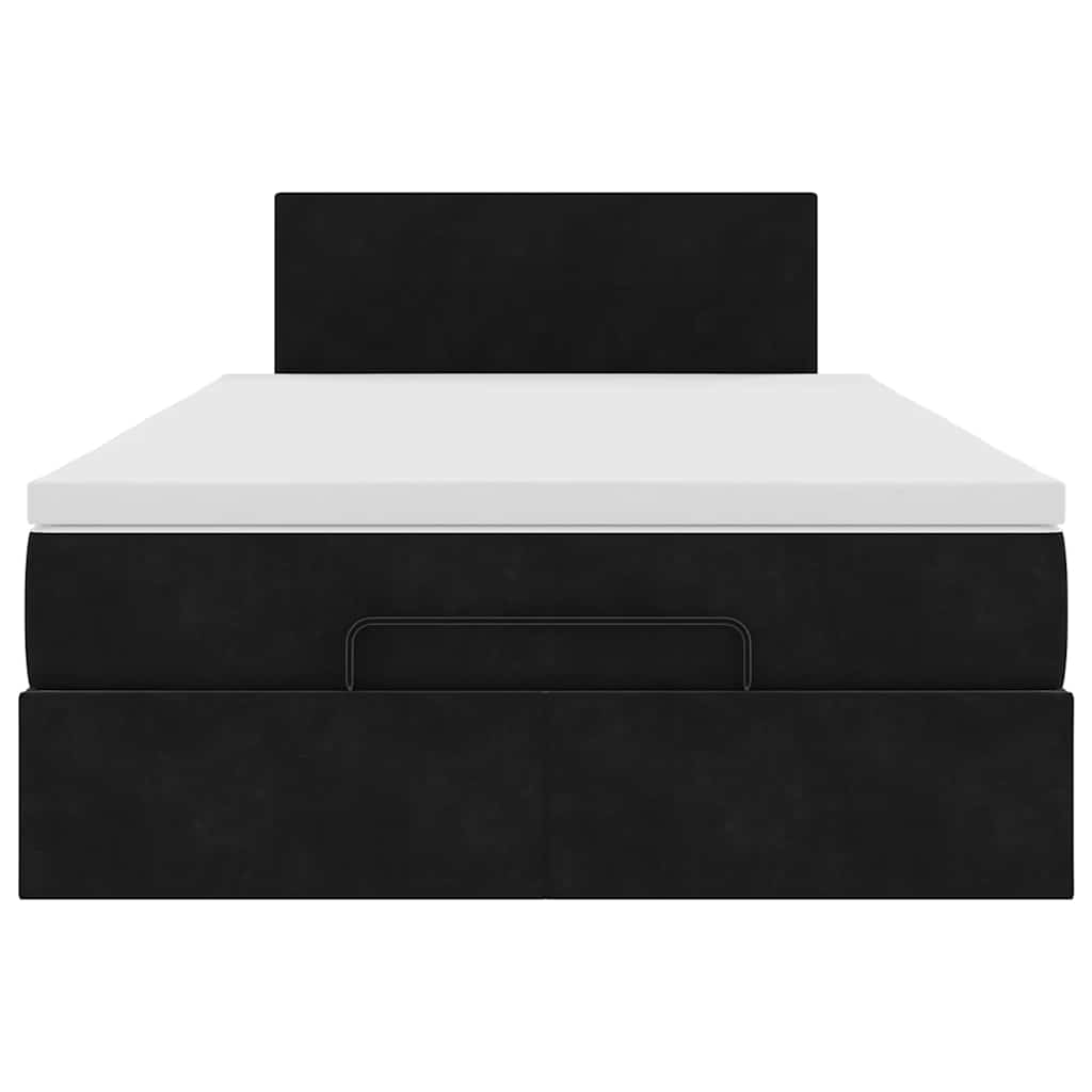 Lit ottoman avec matelas noir 120x190 cm velours