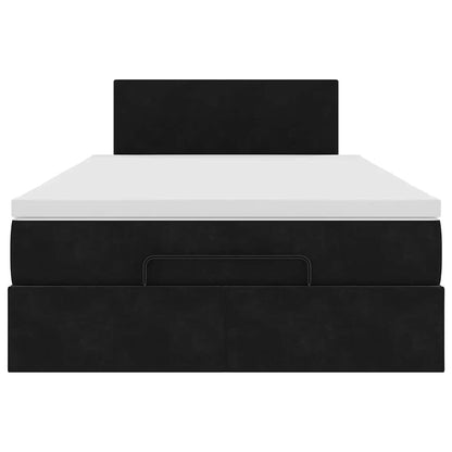 Lit ottoman avec matelas noir 120x190 cm velours