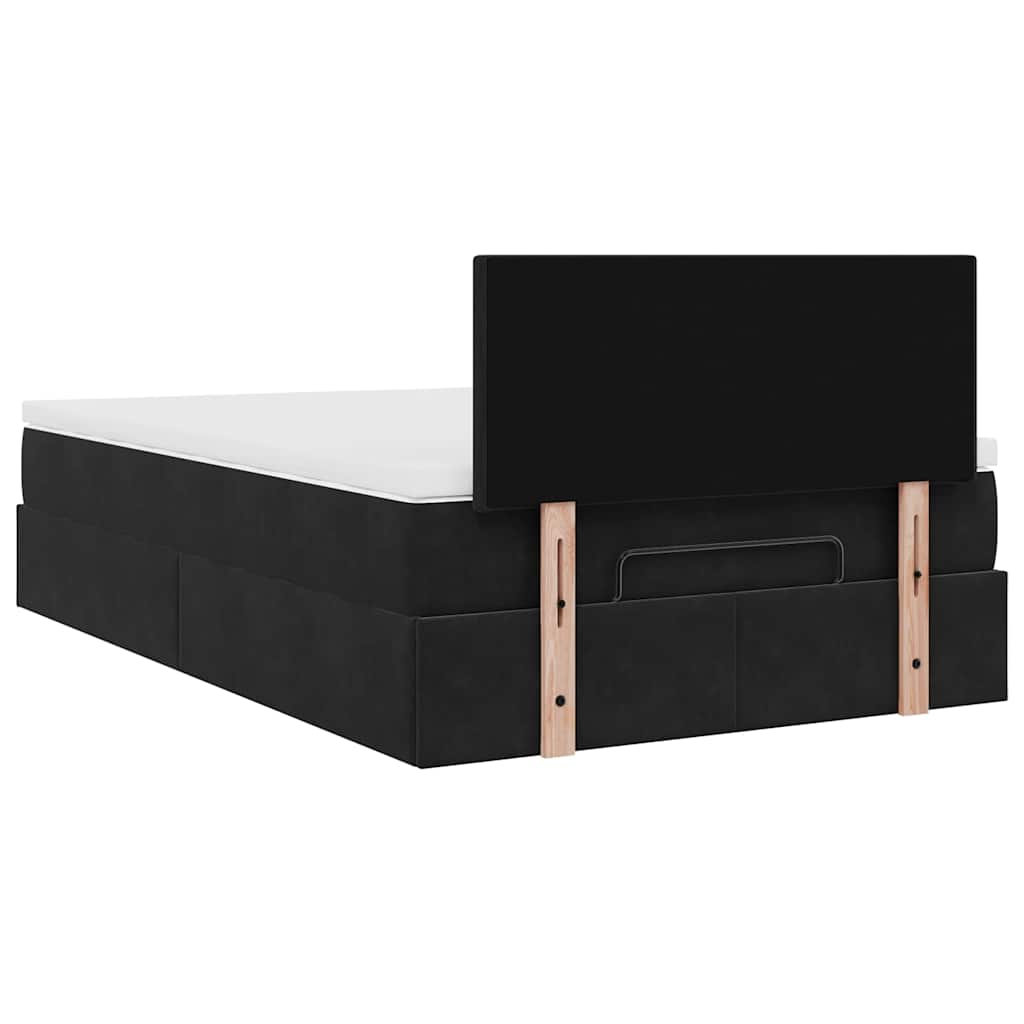 Lit ottoman avec matelas noir 120x190 cm velours