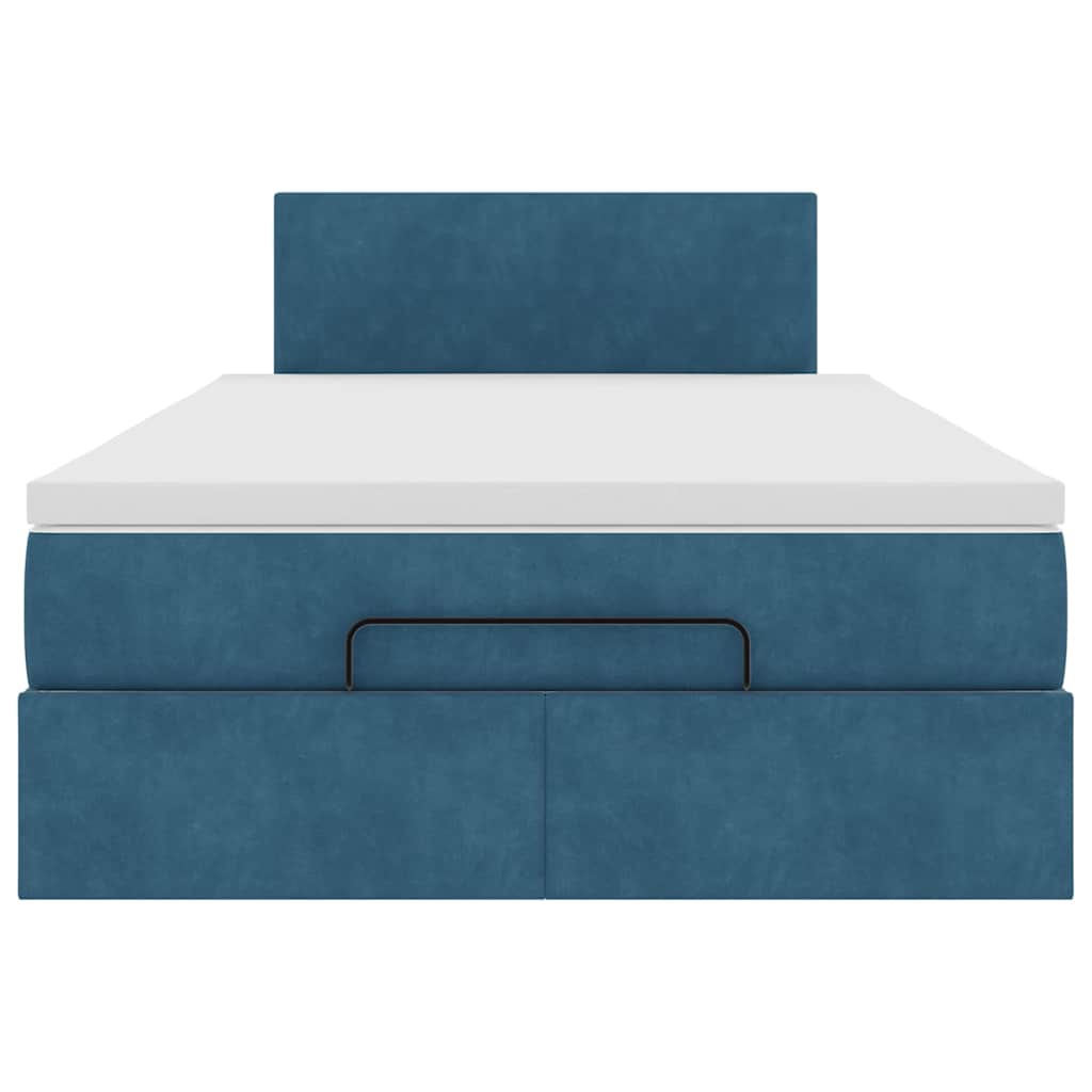 Lit ottoman avec matelas bleu foncé 120x190 cm velours