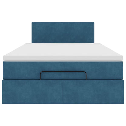 Lit ottoman avec matelas bleu foncé 120x190 cm velours