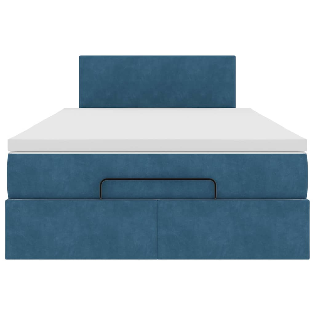 Lit ottoman avec matelas bleu foncé 120x190 cm velours