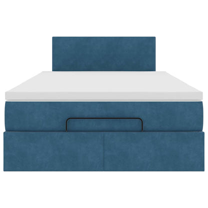 Lit ottoman avec matelas bleu foncé 120x190 cm velours