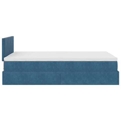 Lit ottoman avec matelas bleu foncé 120x190 cm velours