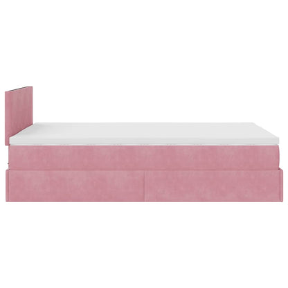 Lit ottoman avec matelas rose 120x190 cm velours