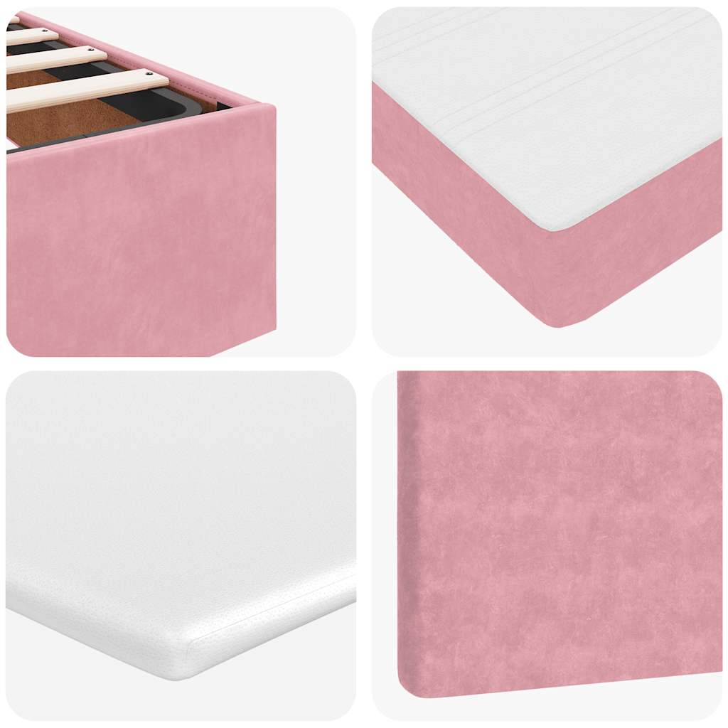 Lit ottoman avec matelas rose 120x190 cm velours