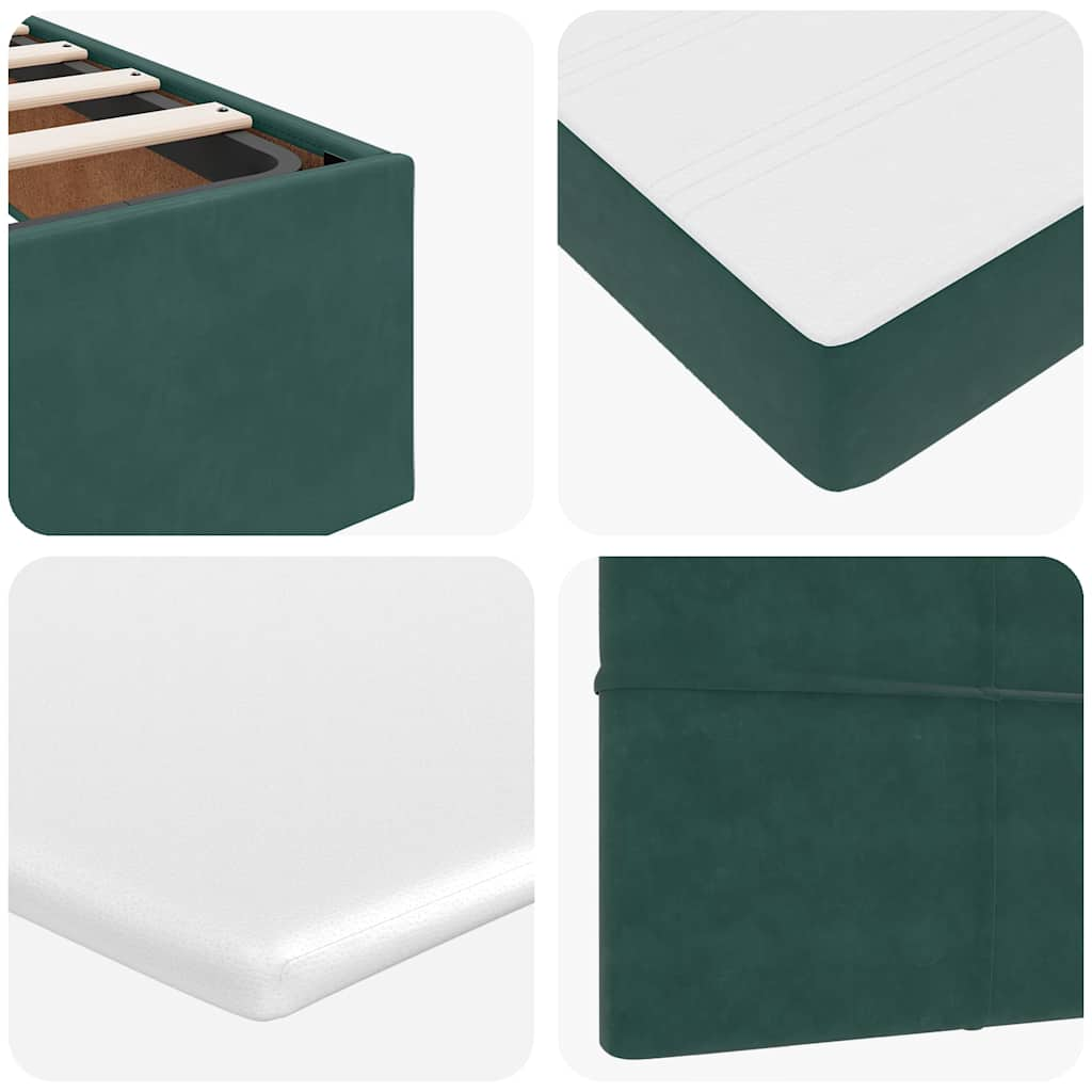 Cadre de lit ottoman avec matelas vert foncé 90x200 cm velours