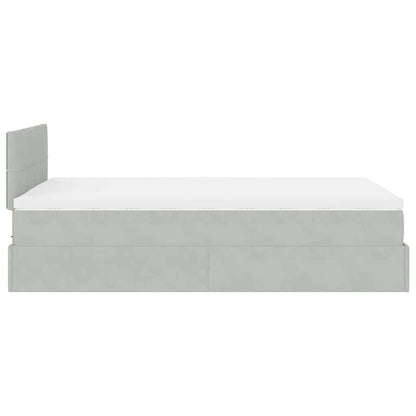 Lit ottoman avec matelas gris clair 120x190 cm velours